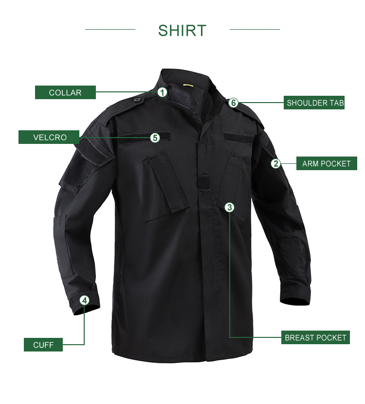 Black ACU Uniform,Black Combat Uniform, Black Tactical Uniform