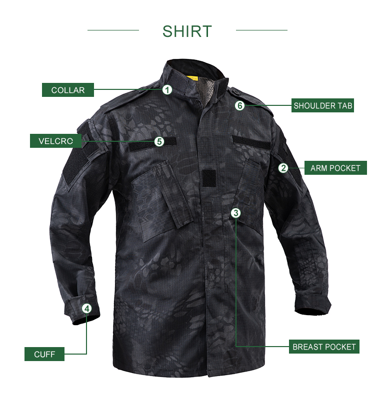 Black Python ACU Uniform,Black Python Combat Uniform, Black Python Tactical Uniform
