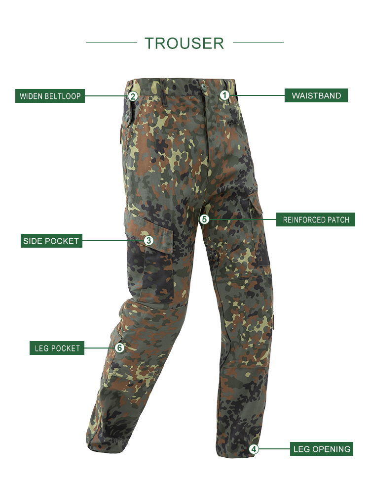 Flecktarn Camo ACU Uniform,DE Jungle Camo Combat Uniform, Flecktarn Tactical Uniform