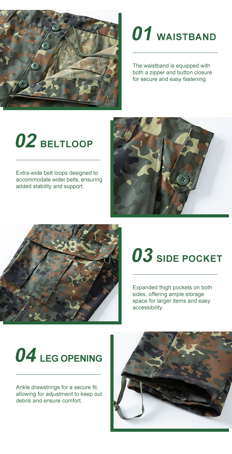 Flecktarn Camo ACU Uniform,DE Jungle Camo Combat Uniform, Flecktarn Tactical Uniform