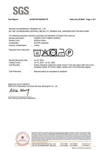 Raincoat fabric test report