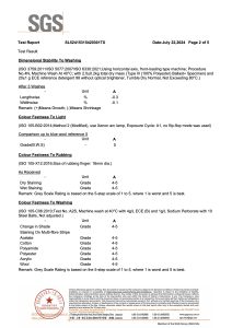 Raincoat fabric test report