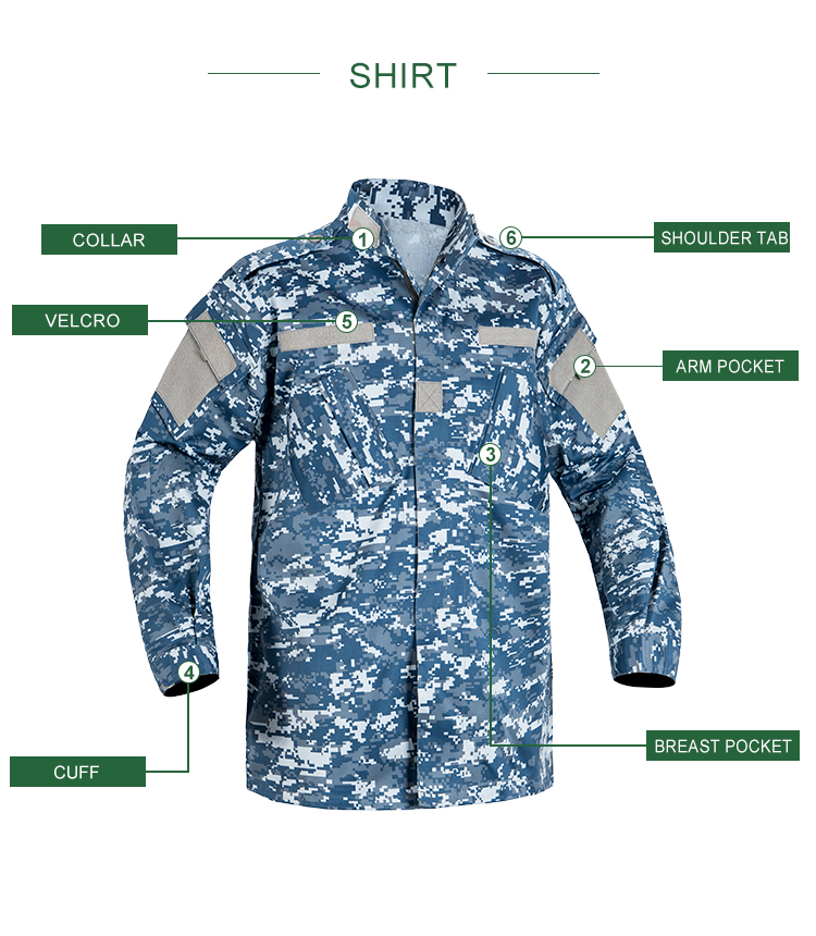 Custom Ocean Digital Camo Sateen ACU Combat Uniform
