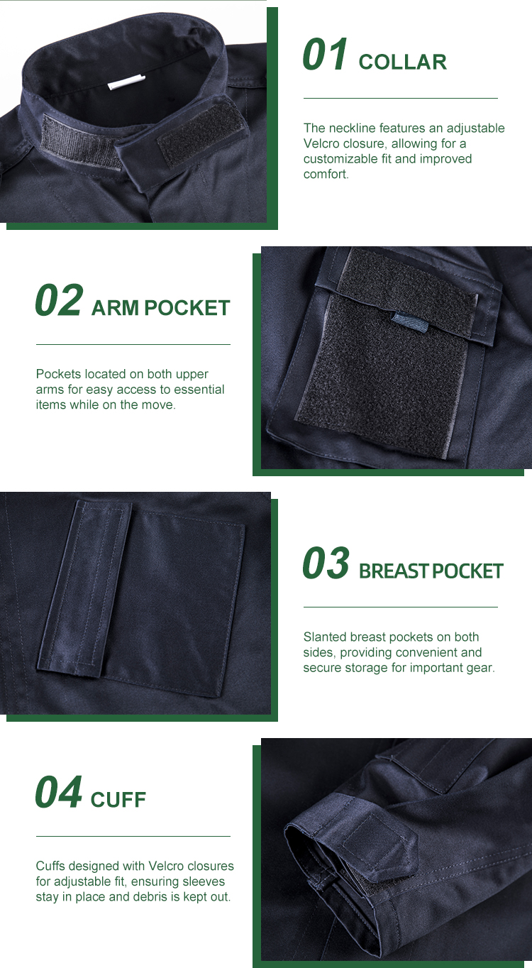 Custom Navy Blue Sateen ACU Duty Uniform