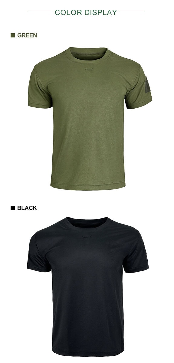 Color display of the Onken Performance Tactical T-Shirt, showing available options like green, black, blue, and grey for bulk B2B uniform orders.