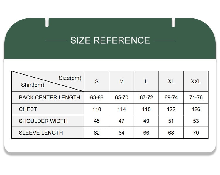 Size reference chart for the Onken waterproof 3-in-1 tactical jacket, with detailed measurements to ensure correct sizing for bulk agency and corporate uniform orders.