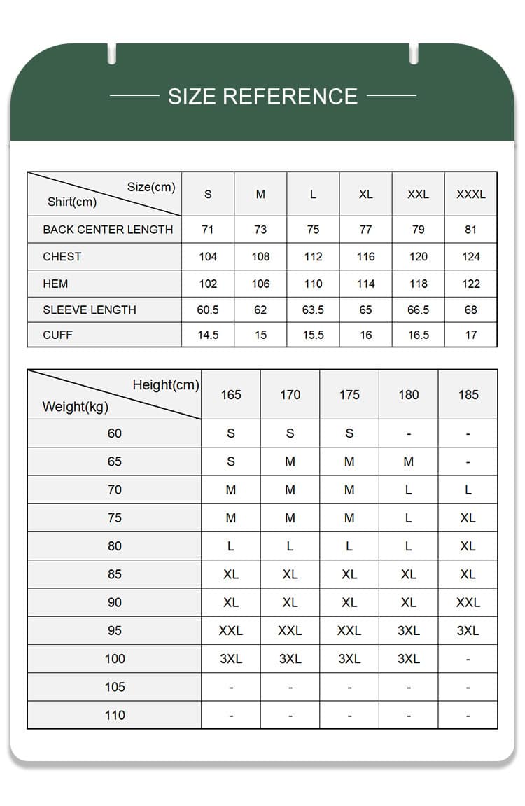 Size reference chart for the Onken Gen 2 Thermal Reflective Tactical Parka, with detailed body and garment measurements for accurate bulk procurement by government agencies.