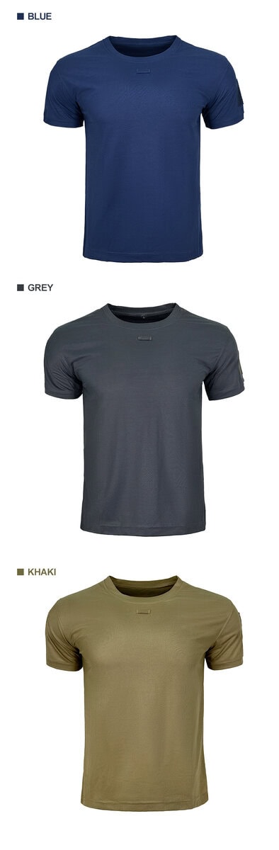 Color display of the Onken Performance Tactical T-Shirt, showing available options like green, black, blue, and grey for bulk B2B uniform orders.