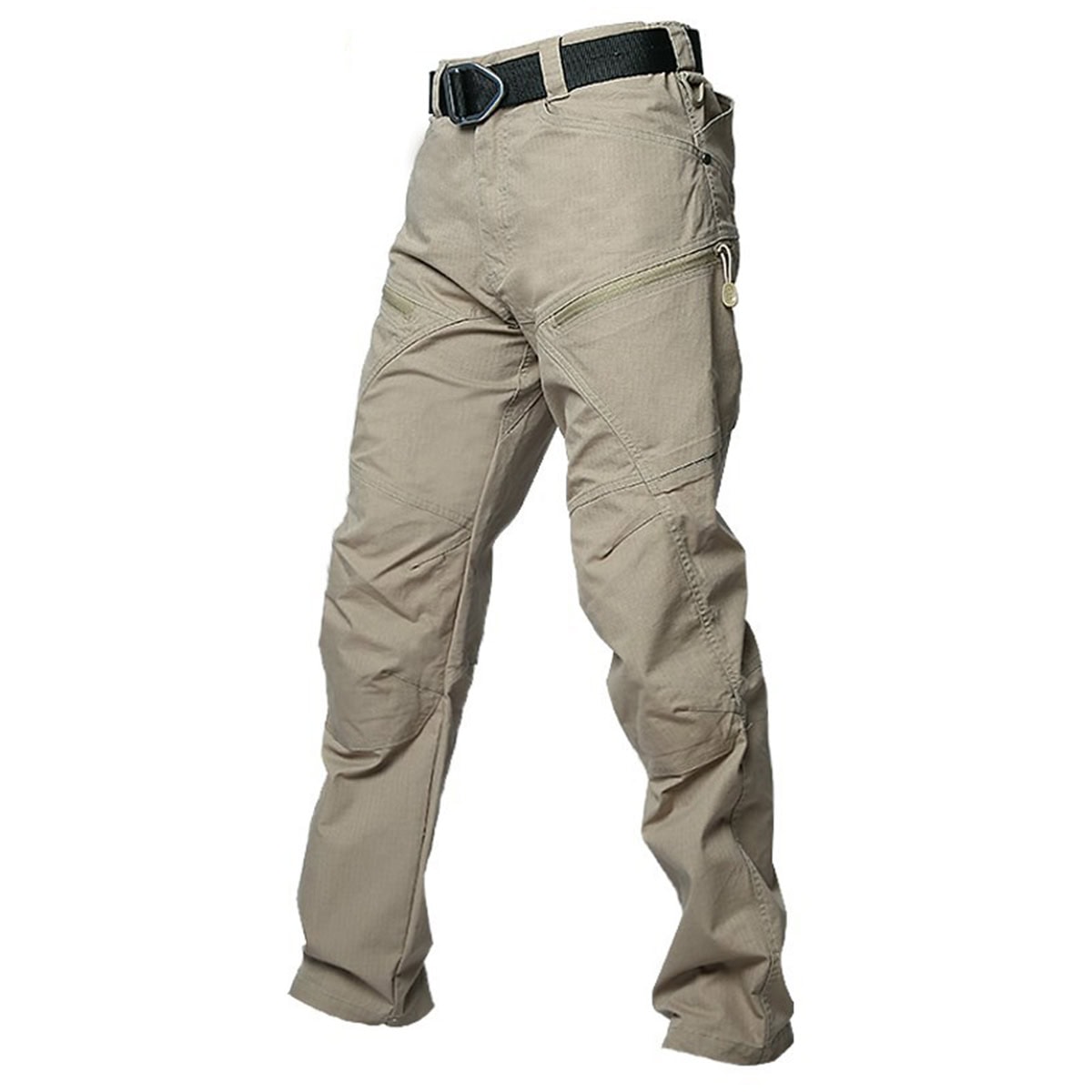 Front view of the Strider Stretch Tactical Pants in khaki, engineered with rip-stop stretch fabric for law enforcement and security uniform tenders.