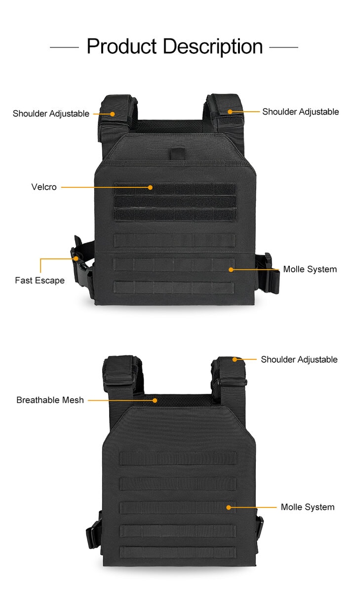 Product description diagram of the Agile 6094 lightweight plate carrier, highlighting the adjustable shoulders, quick escape waist, and MOLLE system.