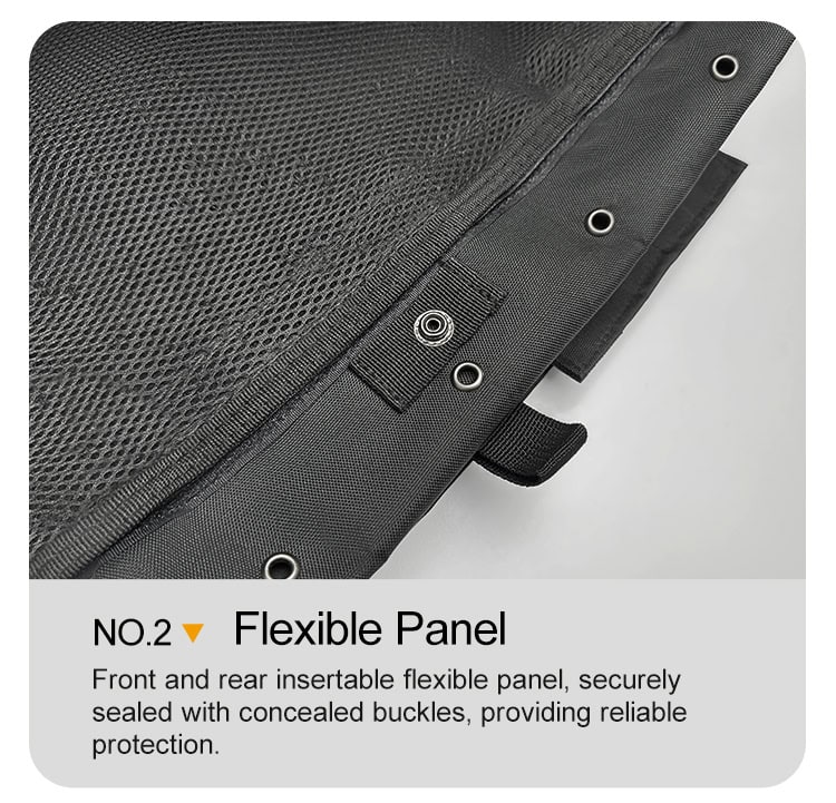 Detail of the internal pocket on the 6094 modular plate carrier, showing the breathable mesh lining and secure closure for armor plates.