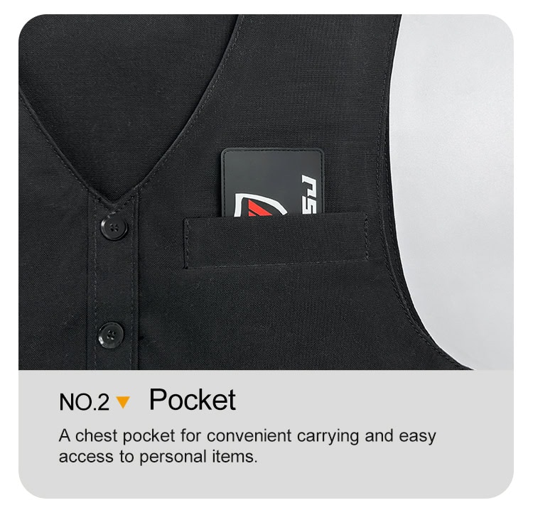 Close-up of the functional chest pocket on the covert stab proof vest, which maintains the appearance of a classic business waistcoat.