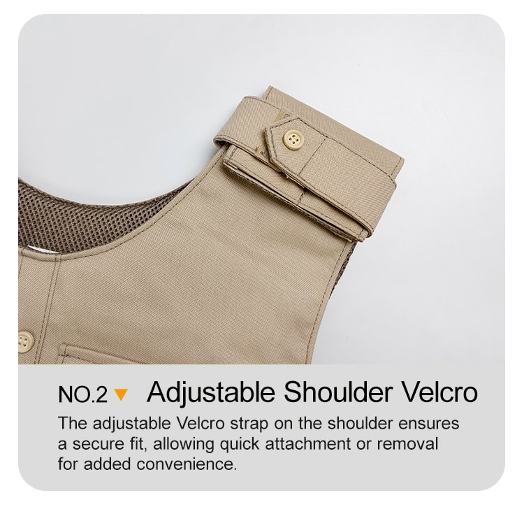 Close-up of the adjustable button and velcro shoulder strap on the "Press" overt body armor vest, ensuring a secure and comfortable fit.