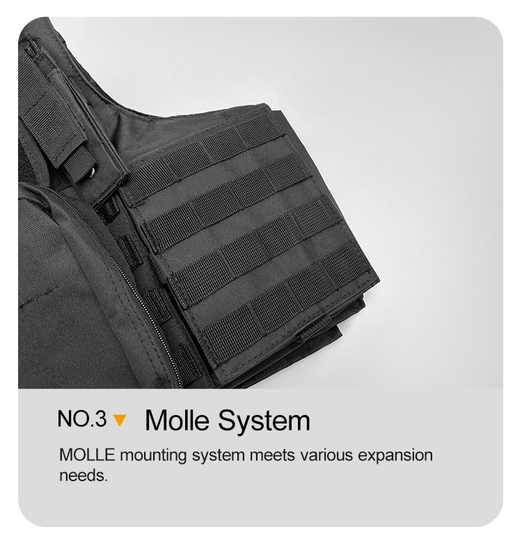 Close-up of the mil-spec MOLLE webbing on the cummerbund of the 6094 modular plate carrier, for attaching additional pouches and gear.