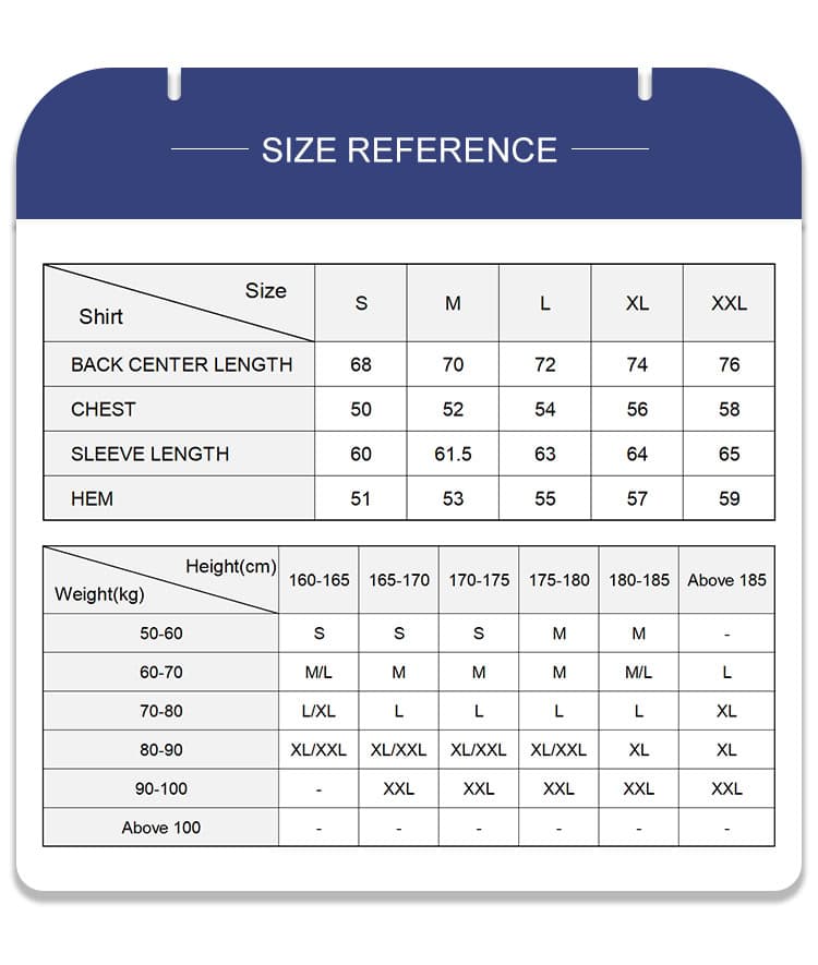 Size reference chart for the Warhorse performance tactical henley, with detailed measurements to assist procurement managers in placing accurate bulk uniform orders.