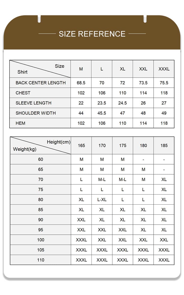 Size reference chart for the Special Training t-shirt, with detailed measurements to assist procurement managers in placing accurate bulk uniform orders.