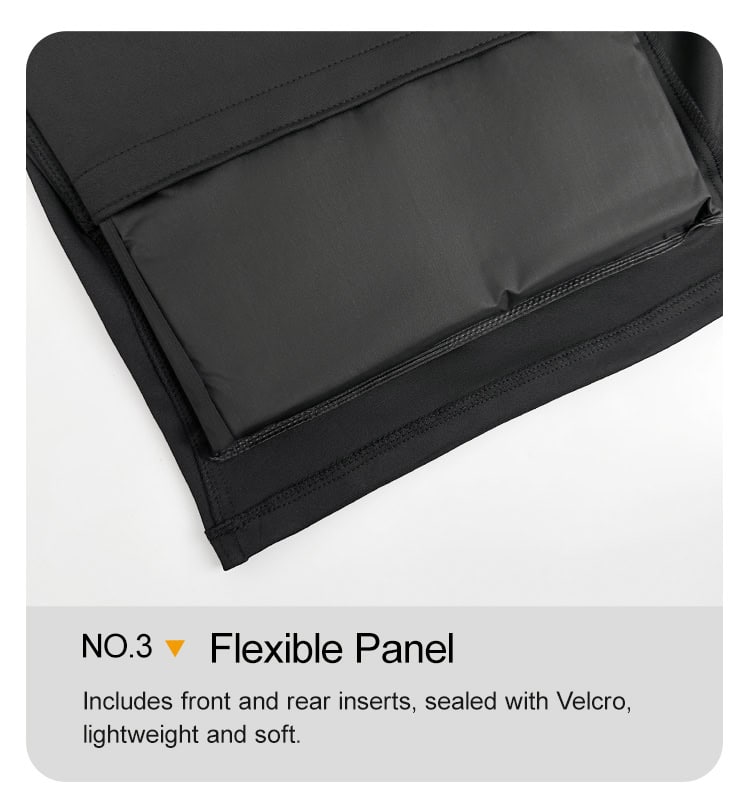 Detail showing the lightweight and flexible NIJ IIIA soft armor panel being inserted into the deep concealment armored t-shirt carrier.