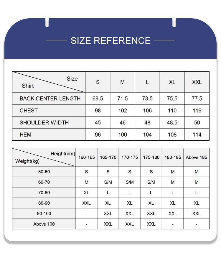 Size reference chart for the CMAX tactical polo, with detailed measurements to assist procurement managers in placing accurate bulk uniform orders.