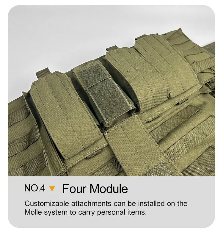 Detail showing the integrated rifle and pistol magazine pouches on the front of the JPC MOLLE Plate Carrier, providing a ready-to-go loadout.