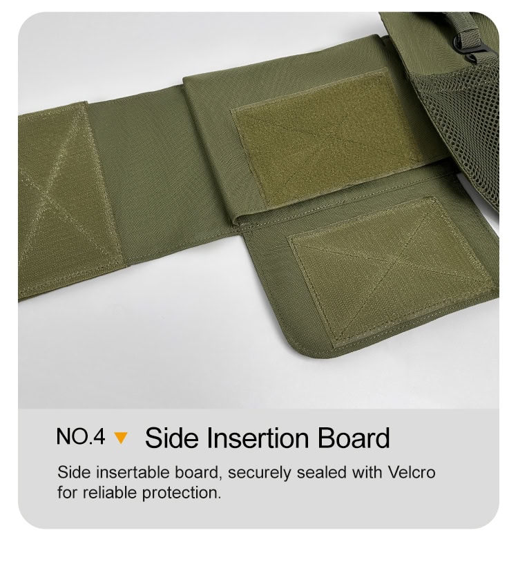 Close-up of the modular side panel (cummerbund) of the Praetorian Full Protection Body Armor, showing the side armor plate pocket and MOLLE webbing.
