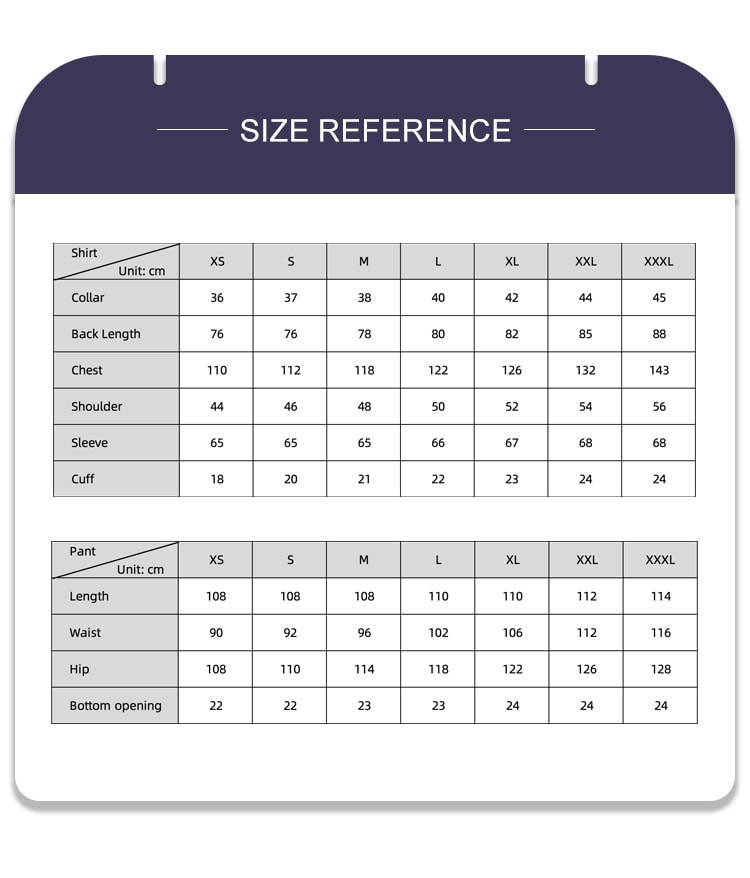 Size reference chart for the Arid Digital Camo BDU, with detailed measurements for jackets and pants to assist in bulk B2B procurement.