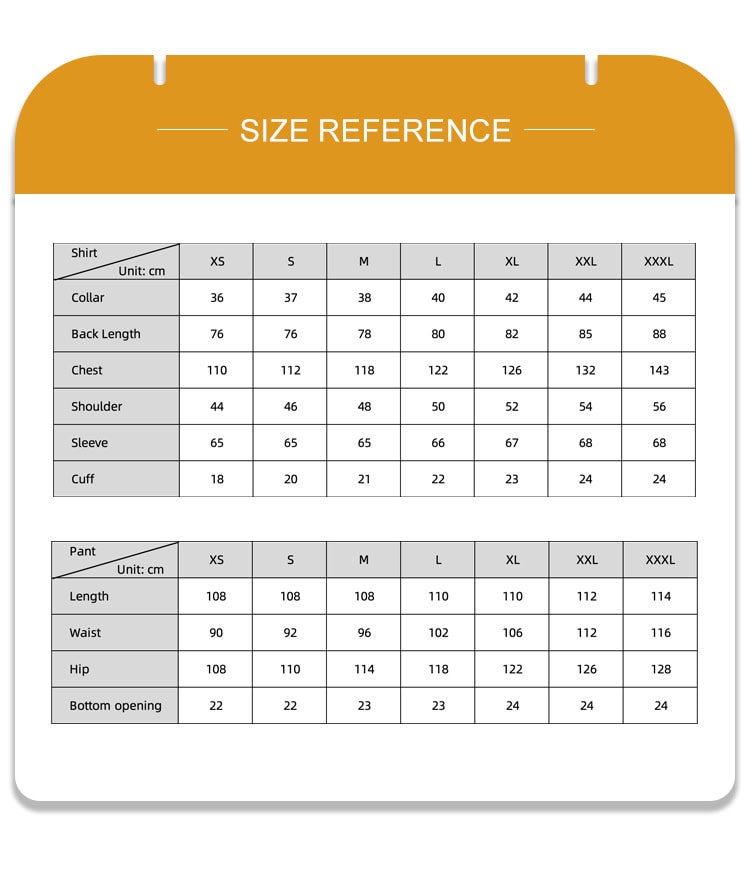 Size reference chart for the 3-Color Desert BDU uniform, with detailed measurements for jackets and pants to assist in bulk B2B procurement.