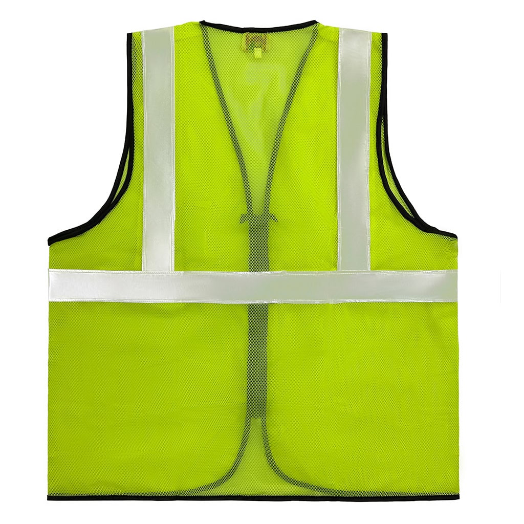 Rear view of the ANSI Class 2 Safety Vest, showing the vertical reflective stripes for 360-degree visibility.