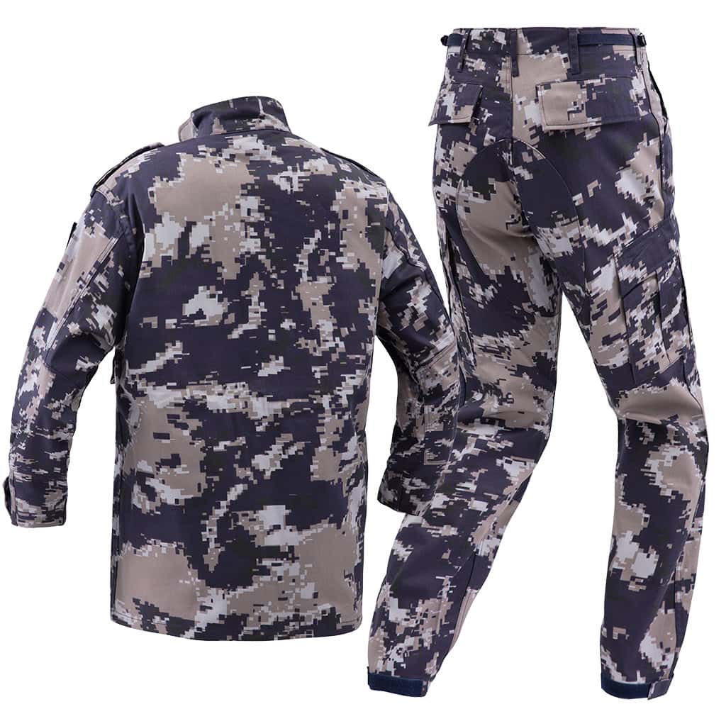 Rear view of the Arid Digital Camo BDU, showing the classic construction and reinforced seat of the trousers.