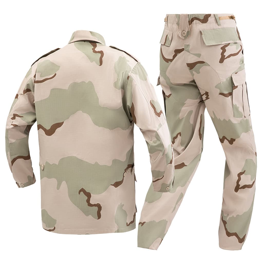 Rear view of the 3-Color Desert BDU, showing the classic construction and reinforced seat of the trousers.