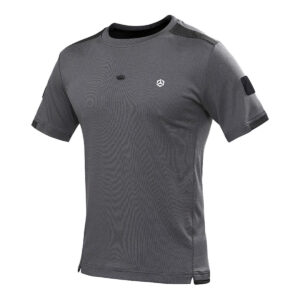 The WHCSJ Special Training Advanced Moisture Wicking T-Shirt in grey, an ultralight base layer designed to keep skin dry under body armor for law enforcement.