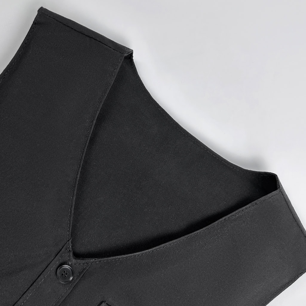 Covert protective business vest collar detail for formal vest sampling