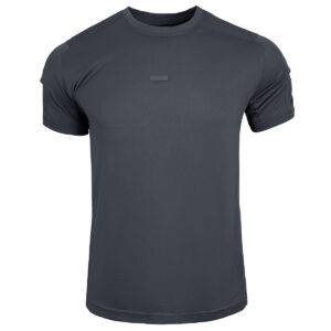 The WHCSJ CMAX Moisture-Wicking Tactical T-Shirt in grey, designed for all-day comfort under body armor for corporate security.