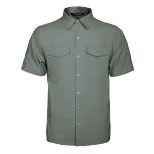 The WHCSJ "Sharp Edge" Breathable Tactical Shirt in olive green, made from ultralight, quick-dry fabric for hot weather B2B orders.