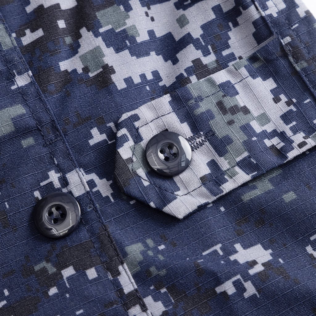 Detail of the adjustable buttoned cuff on the Naval Combat Uniform jacket for a secure fit.