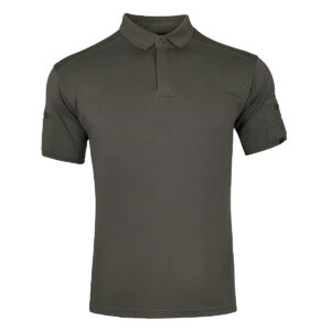 The WHCSJ CMAX Moisture-Wicking Tactical Polo in olive green, a durable and breathable shirt for military and outdoor professional B2B orders.