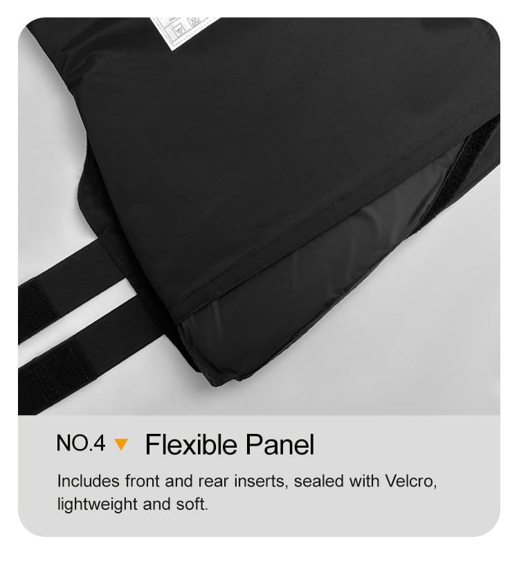 Detail showing the lightweight and flexible NIJ IIIA soft armor panel being inserted into the concealable body armor carrier.