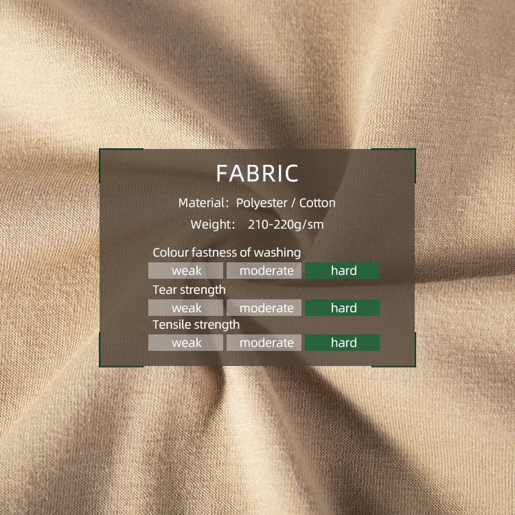 Infographic of the custom fabric options for the short sleeve desert digital combat shirt, showing material, weight, and strength ratings.