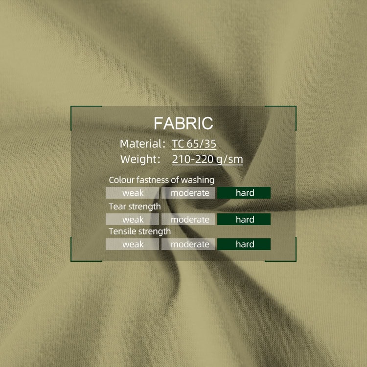 Chart of the durable fabric used for the custom ATACS G2 combat uniform, showing hard ratings for strength and color fastness.