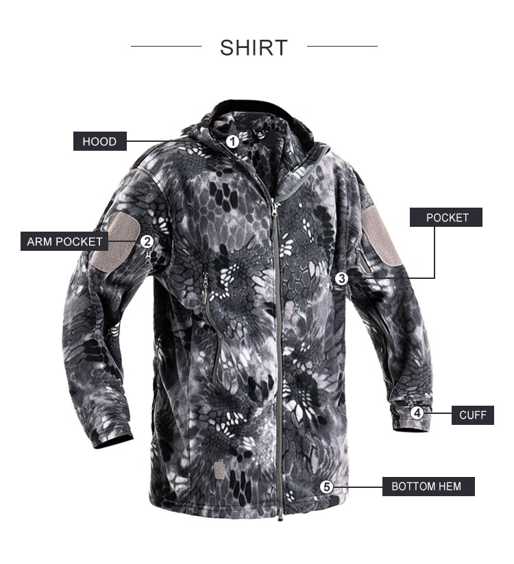 Custom Black Python Fleece Tactical Jacket | WHCSJ