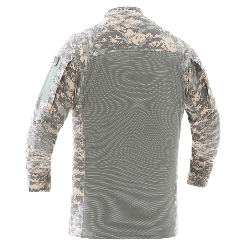Back view of the custom ACU G4 long sleeve combat shirt, showing the full breathable mesh panel for superior ventilation.