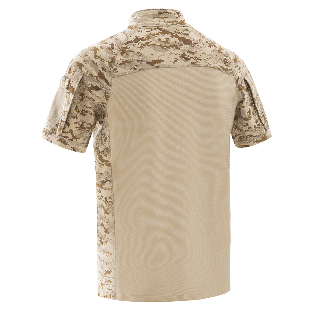 Back view of the custom digital desert G4 short sleeve combat shirt, showing the full breathable mesh panel for superior ventilation.