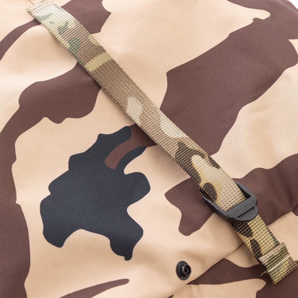 Close-up of the adjustable velcro cuff on the sleeve of the custom Chad desert camo tactical jacket.