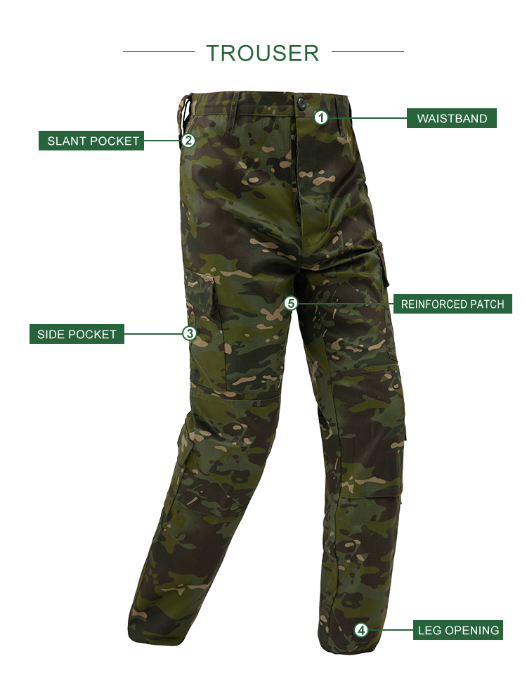 Custom camouflage combat uniform tactical trousers feature overview