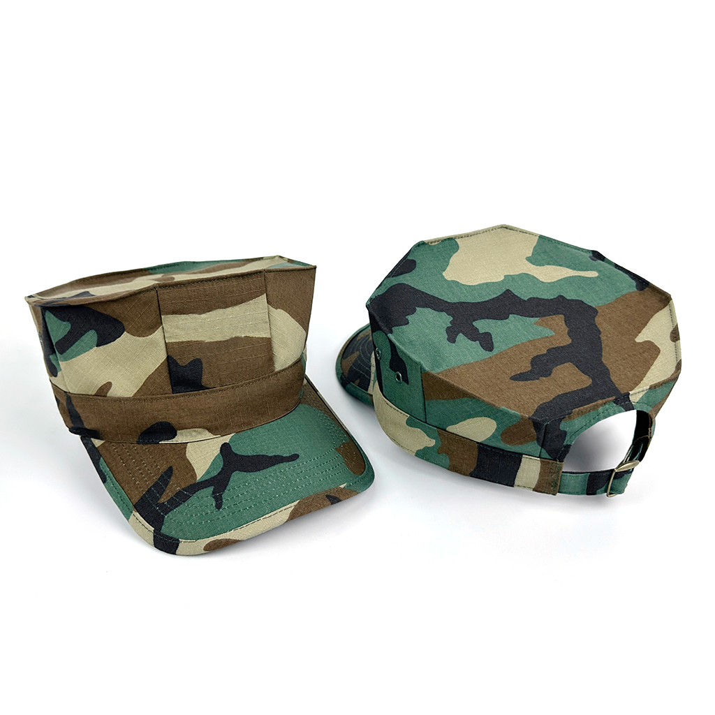 Custom camouflage octagonal cap front product view
