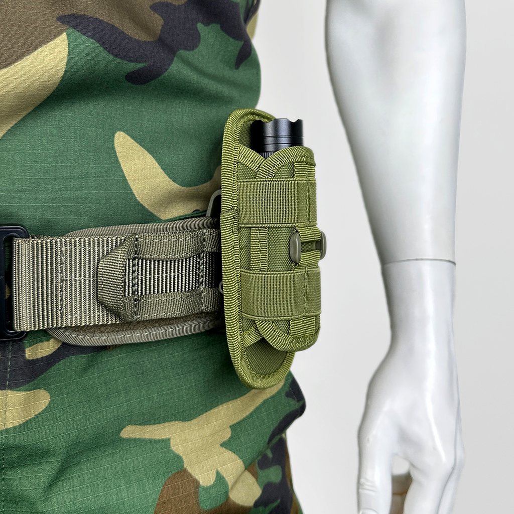 Custom flashlight pouch rear belt loop view