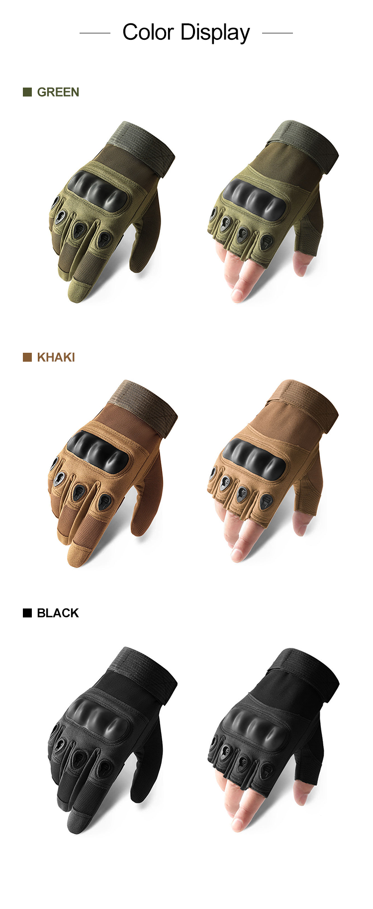 Hard knuckle tactical gloves outdoor training grip wrist closure and field use detail