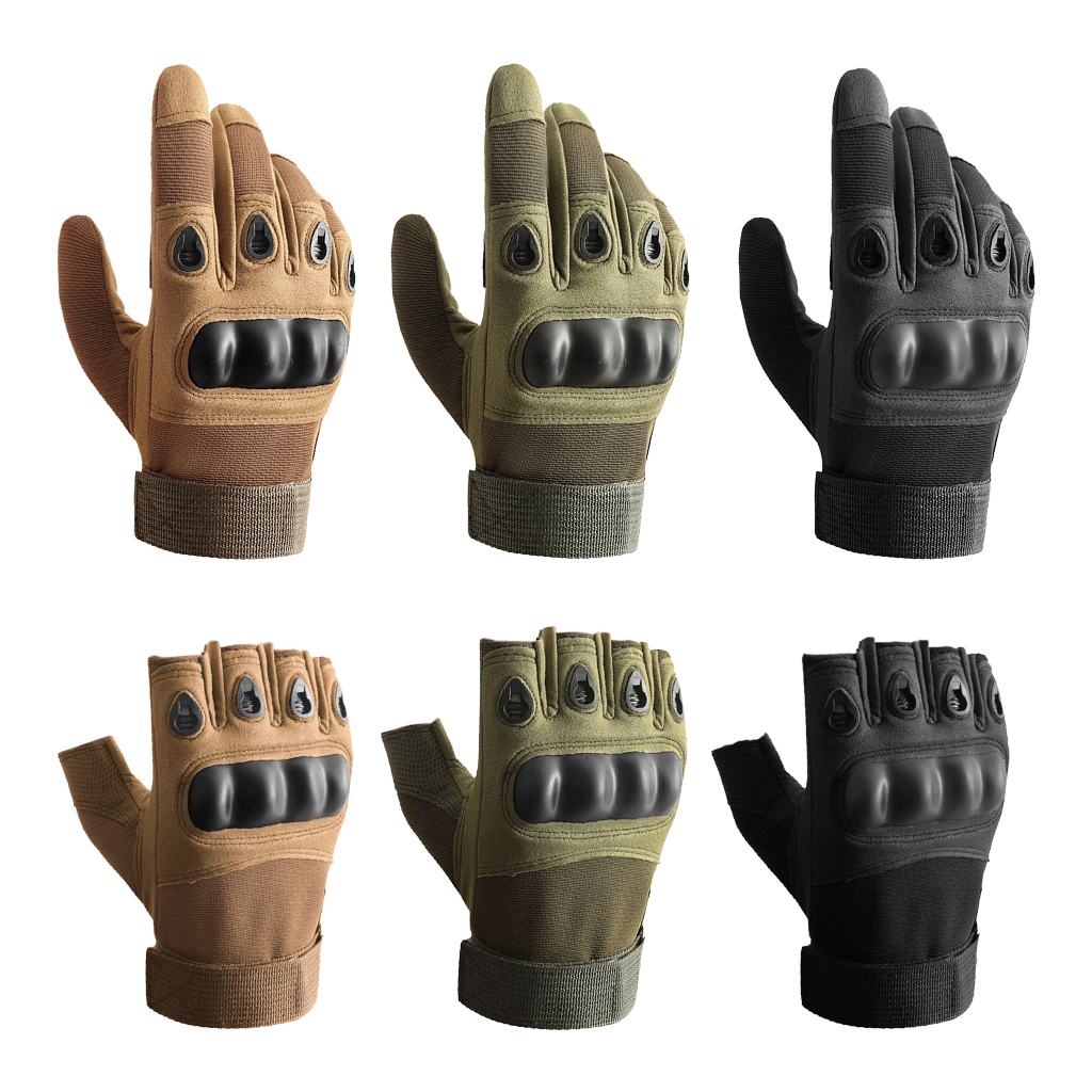 Custom hard knuckle tactical gloves set full finger and half finger color lineup