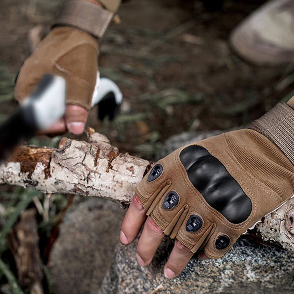 Hard knuckle tactical gloves anti-slip palm and wrist closure view