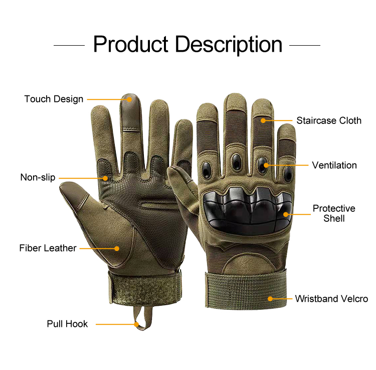 Custom hard knuckle tactical gloves product description with touch design and protective shell
