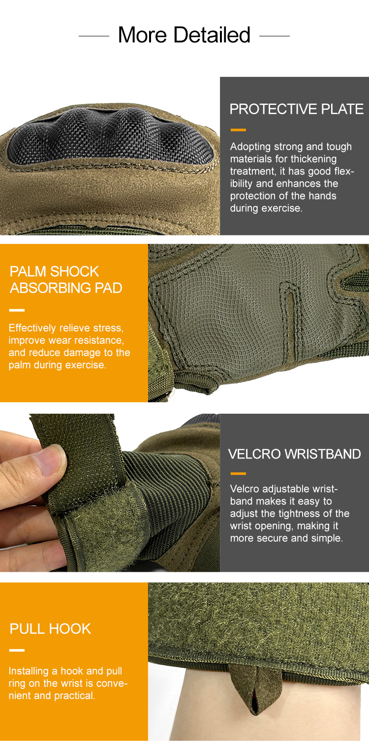 Custom tactical gloves hard knuckle protection and palm grip detail